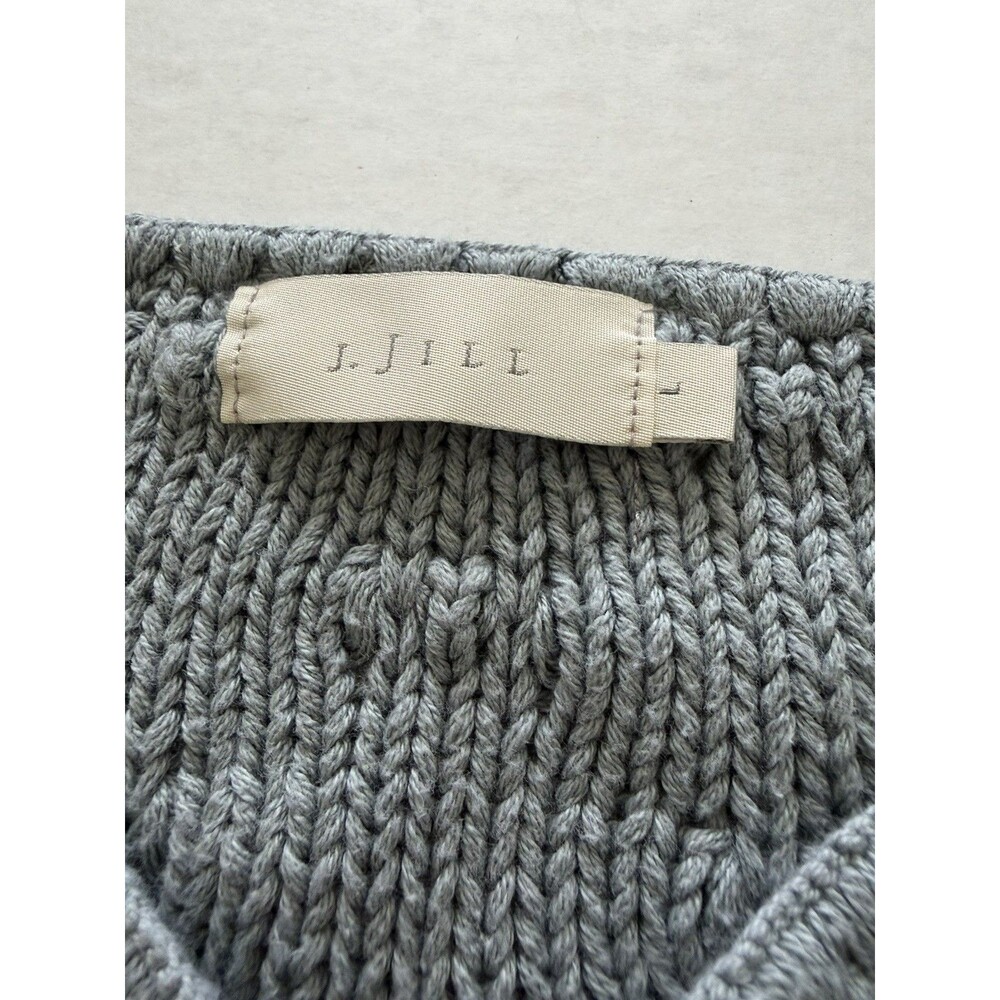 J Jill 100% Cotton Cardigan Sweater L Diamond Pattern Academia Work Office Cozy - Picture 4 of 8